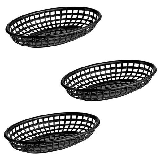 Home Collection Serving Oval Plastic Fast Food Basket Black