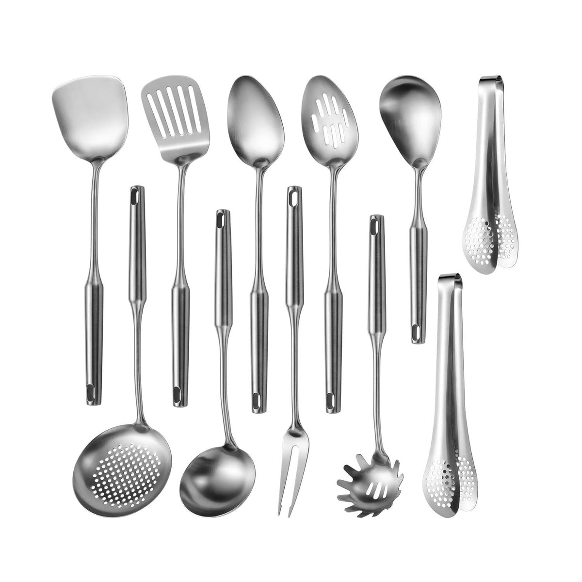 Home Collection  Pack of 11 Stainless Steel Kitchen Utensil Set with Long Handles