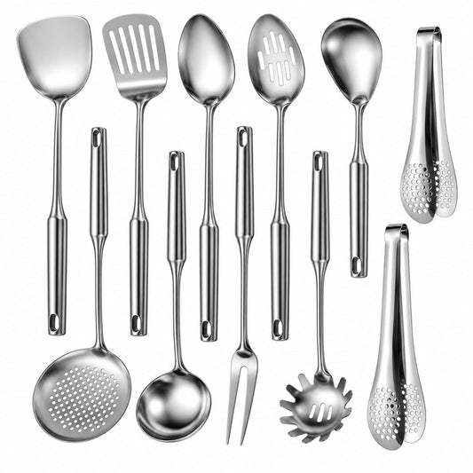 Home Collection  Pack of 11 Stainless Steel Kitchen Utensil Set with Long Handles