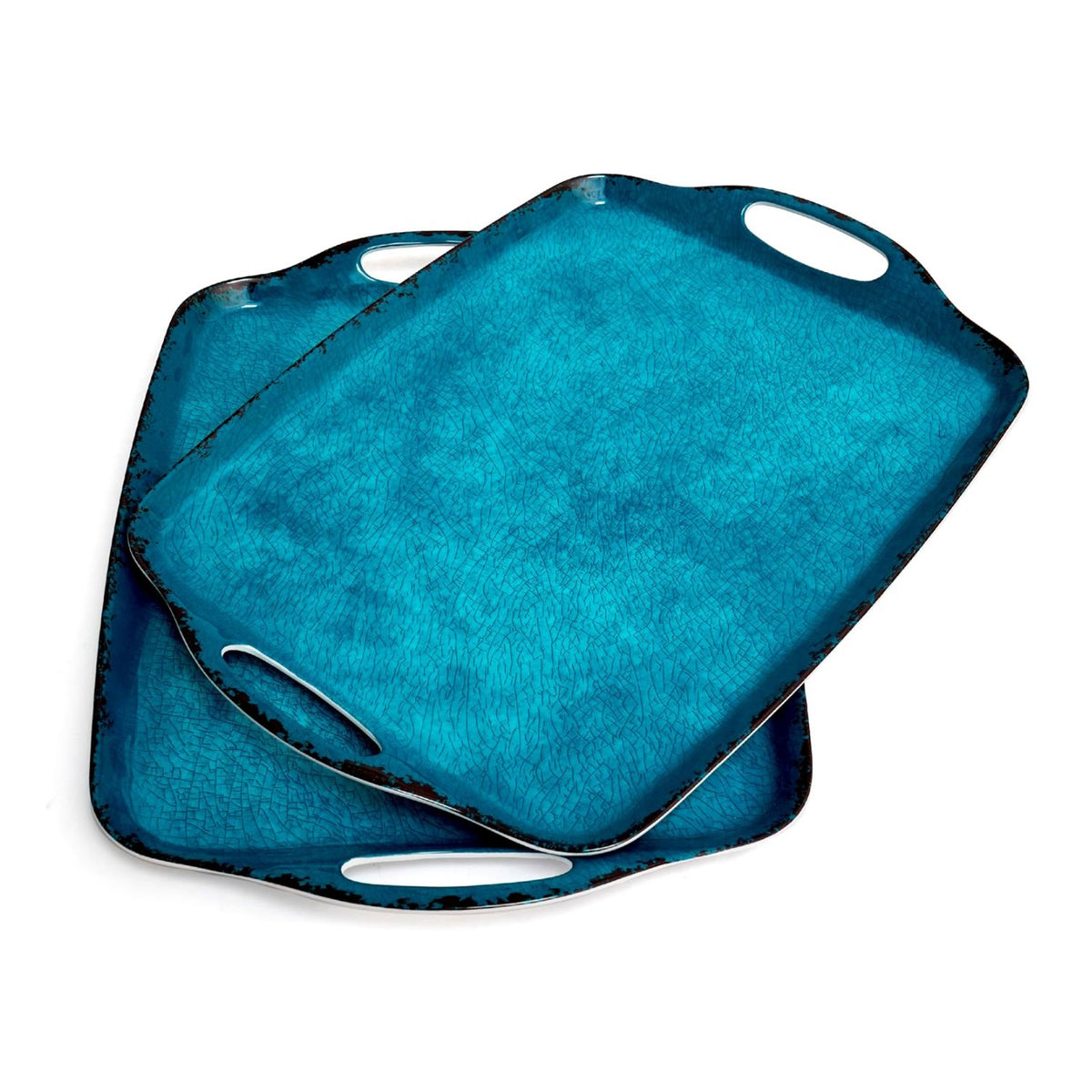 Home Collection Pack of 2 Melamine Serving Trays with Handles 17x12 Inch