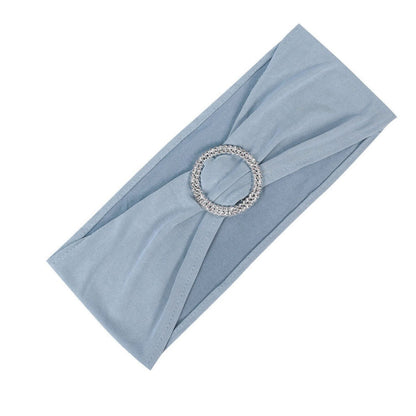 Home Collection 5Pcs Spandex Stretch Chair Sashes with Silver Diamond Ring Buckle