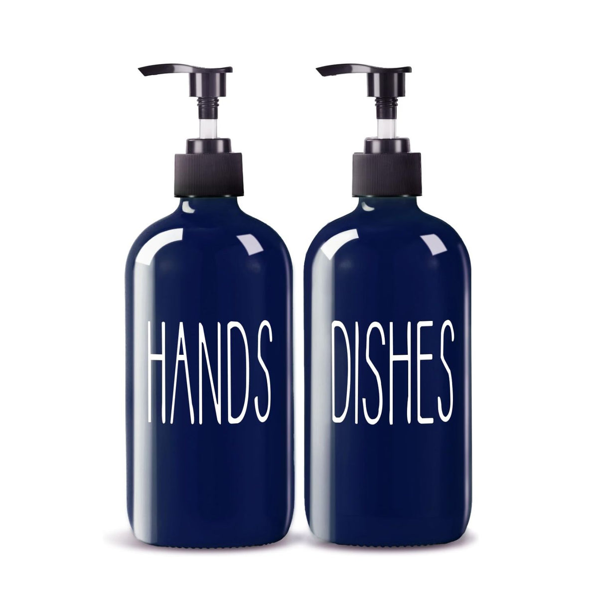 Home Collection Pack of 2 Glass Soap Dispenser Kitchen Sink Dish and Hand Soap Pump Bottles 16 oz