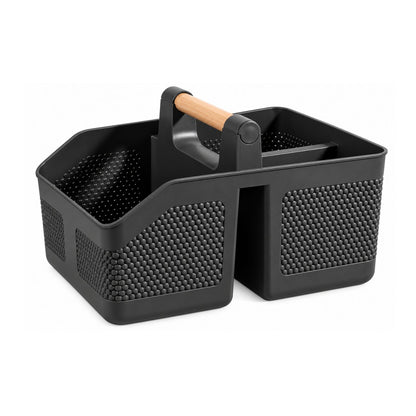 Home Collection Portable Plastic Shower Caddy Basket with Bamboo Handle