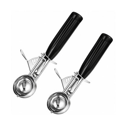 Home Collection Pack of 2 Stainless Steel Ice Cream Scoops with Trigger