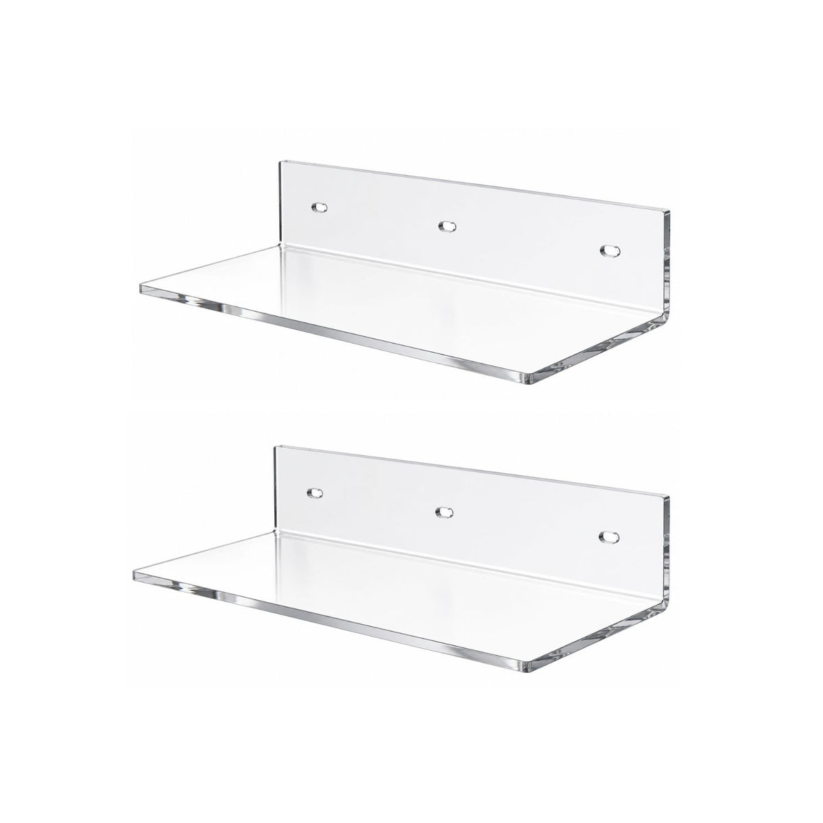 Home Collection Pack of 12-Inch Acrylic Floating Wall Shelves for Figures Plants and Décor