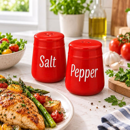 Home Collection Red Ceramic Salt and Pepper Shaker Set 2oz