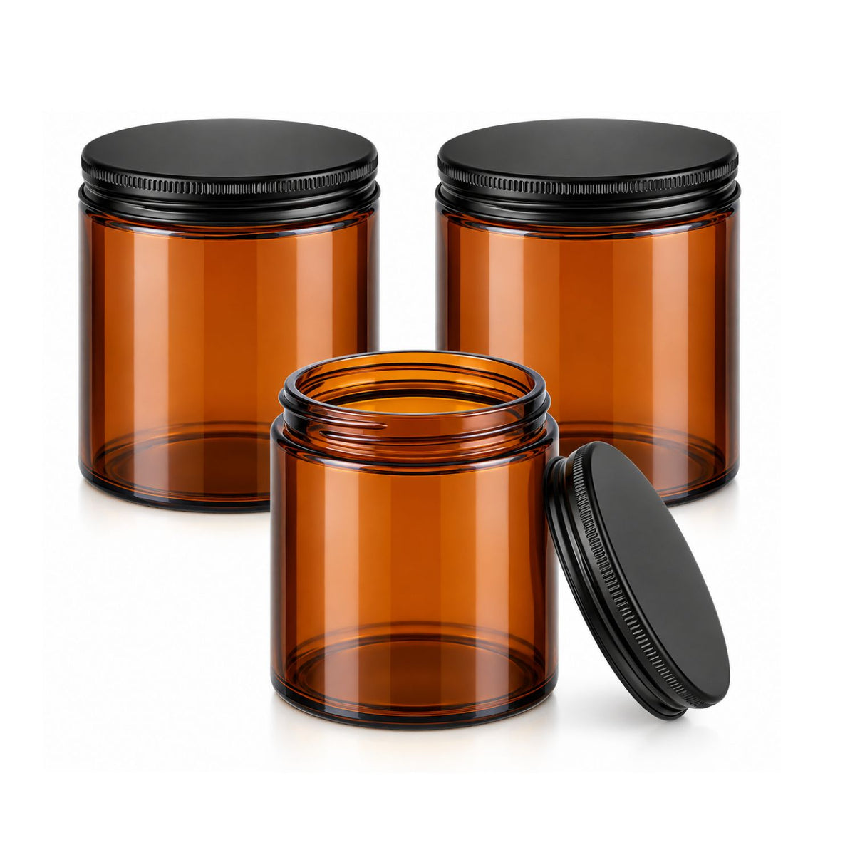 Home Collection Pack of 3 Glass Jars with Leakproof Lids and Blank Labels Storage Containers 8 oz