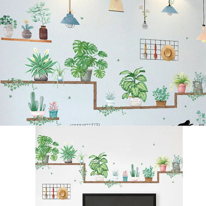 Home Collection Shelf & Potted Plants Wall Stickers