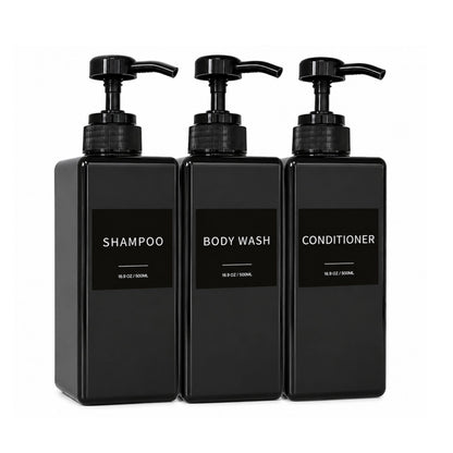 Home Collection Pack of 3 Shampoo Conditioner and Body Wash Pump Dispenser Set 16.9 Oz