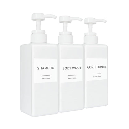 Home Collection Pack of 3 Shampoo Conditioner and Body Wash Pump Dispenser Set 16.9 Oz
