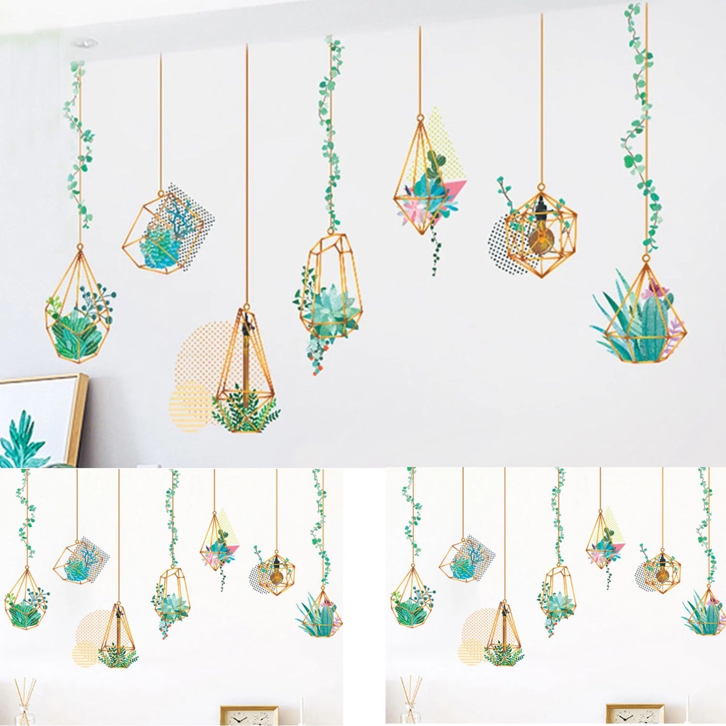 Home Collection Removable Green Hanging Terrarium Wall Stickers