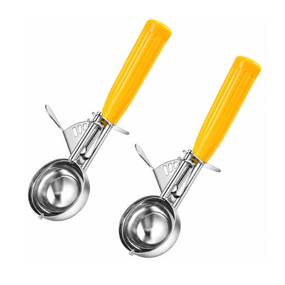 Home Collection Pack of 2 Stainless Steel Ice Cream Scoops with Trigger