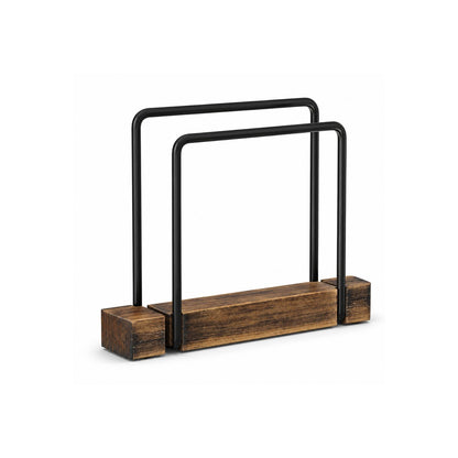 Home Collection Iron and Rustic Wood Standing Napkin Holder for Table and Countertop