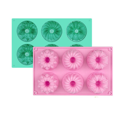Home Collection Nonstick Silicone Baking Mold 6-Cavity Mini Fluted Cake Pan