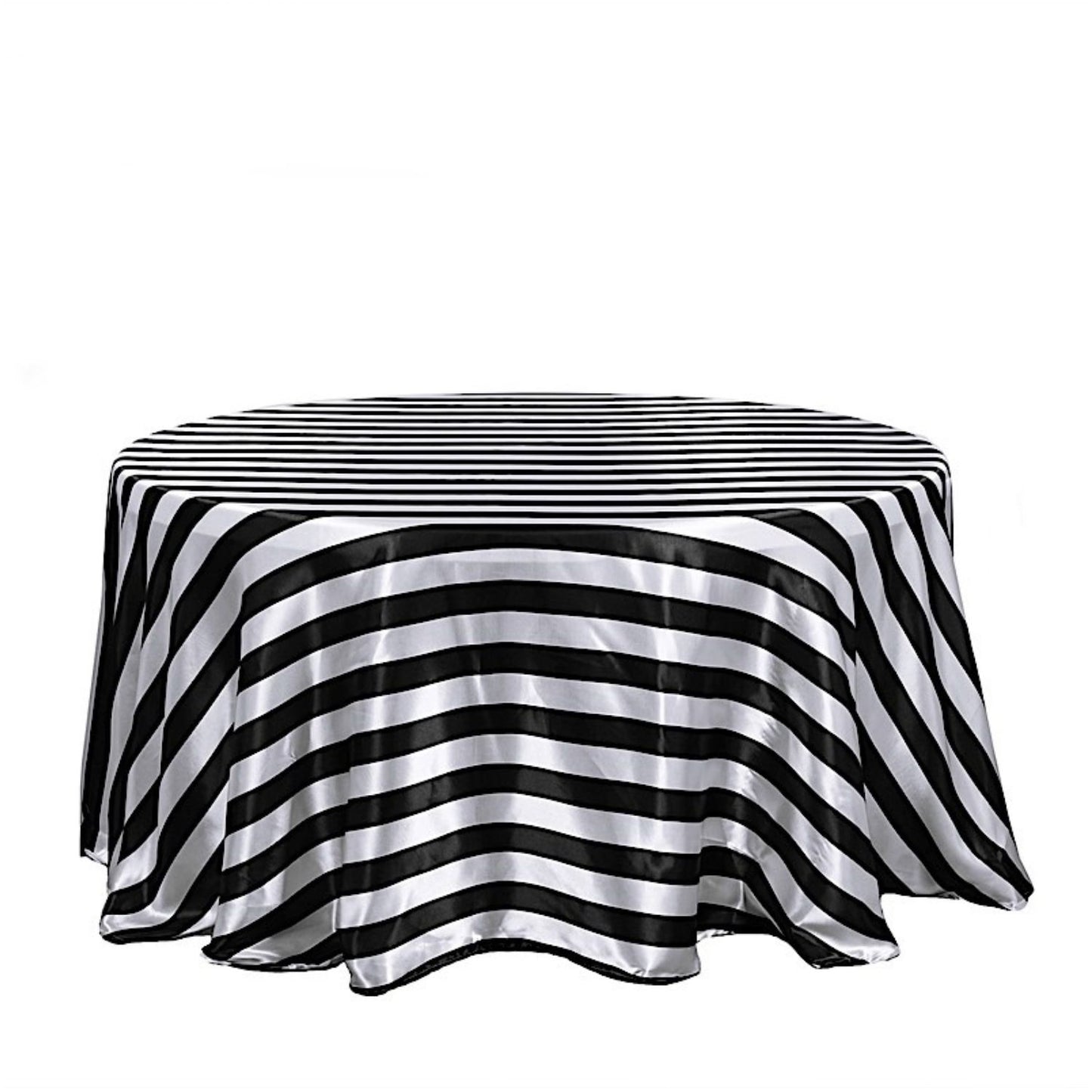 Home Collection Round Striped Satin Tablecloth 120"
