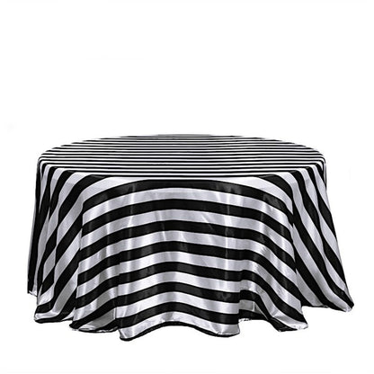 Home Collection Round Striped Satin Tablecloth 120"
