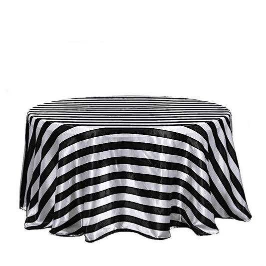 Home Collection Round Striped Satin Tablecloth 120"