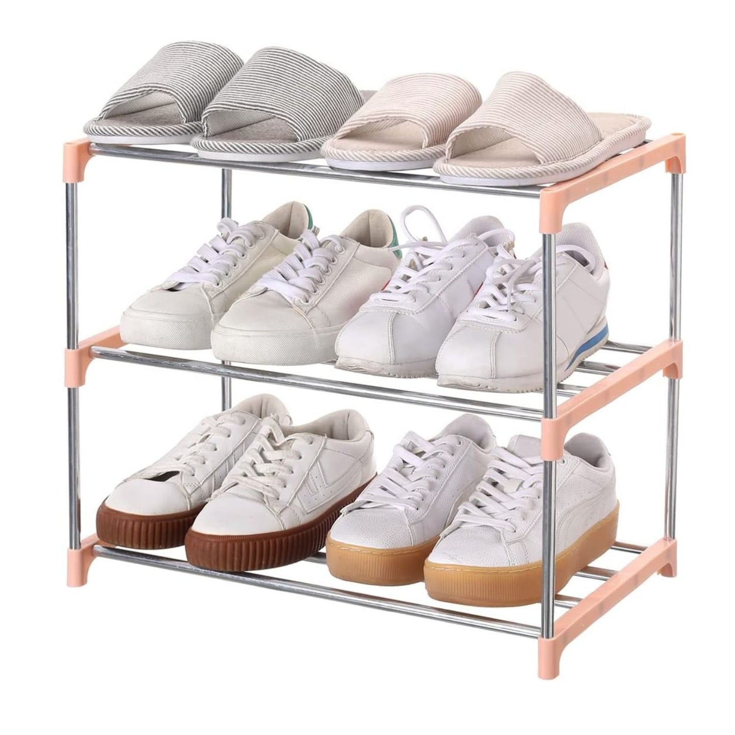 Home Collection 3-Tier Stackable Small Shoe Rack Black