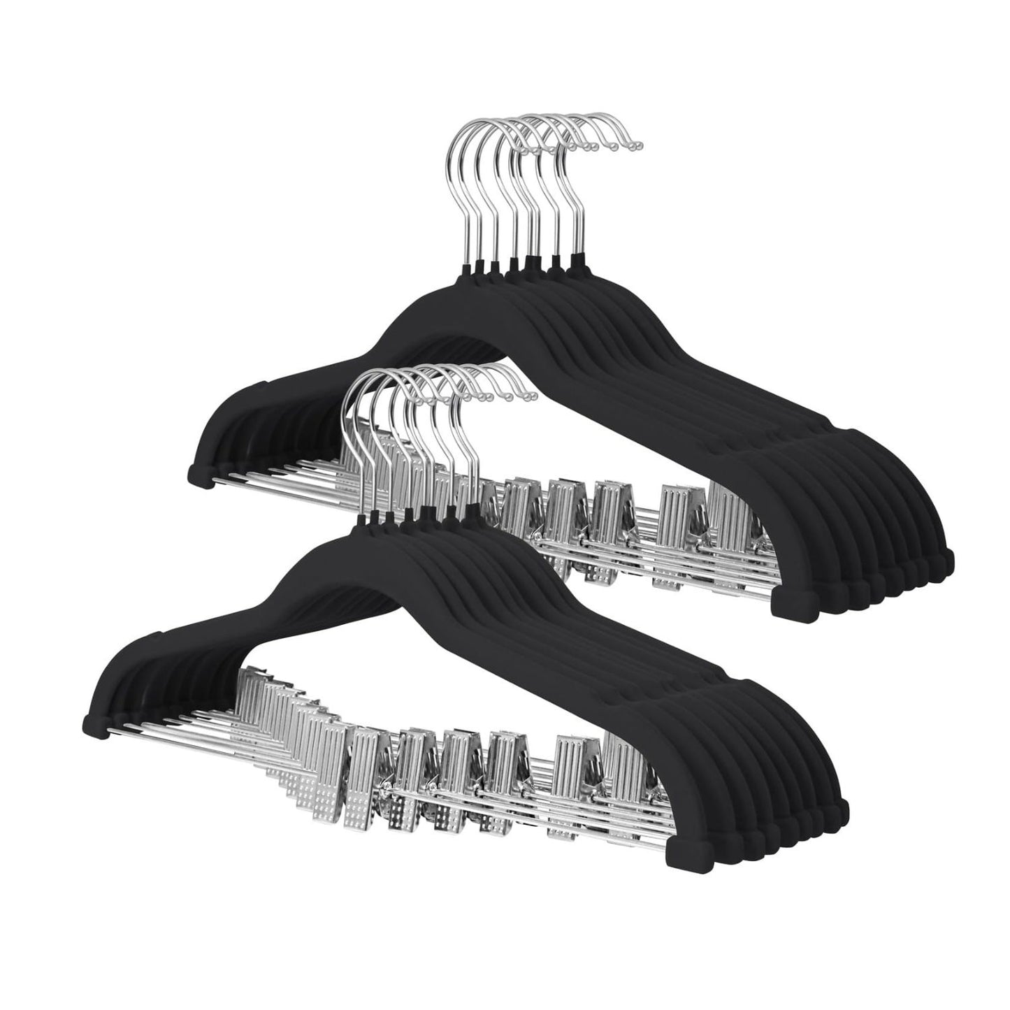 Home Collection Pack of 18 Non-Slip Velvet Pants Hangers with Movable Clips 16.8 Inch