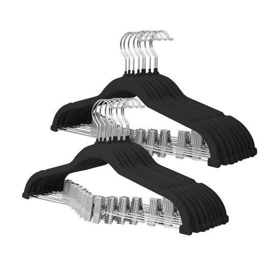 Home Collection Pack of 18 Non-Slip Velvet Pants Hangers with Movable Clips 16.8 Inch