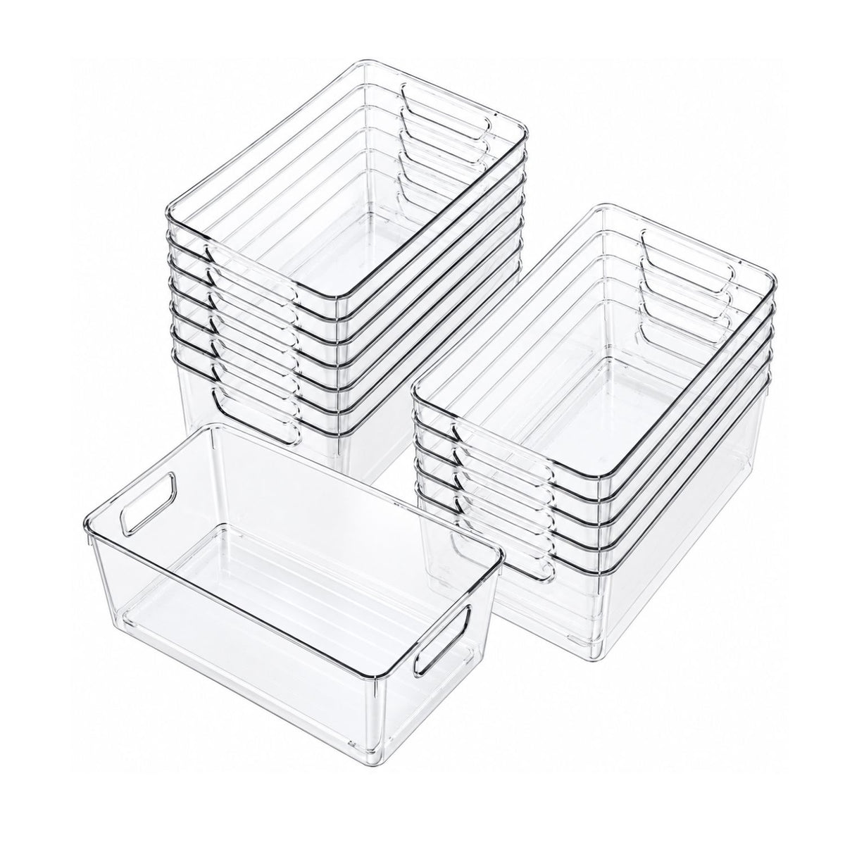 Home Collection 12 Pack Clear Acrylic Storage Bins with Handles
