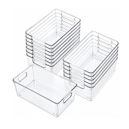 Home Collection 12 Pack Clear Acrylic Storage Bins with Handles