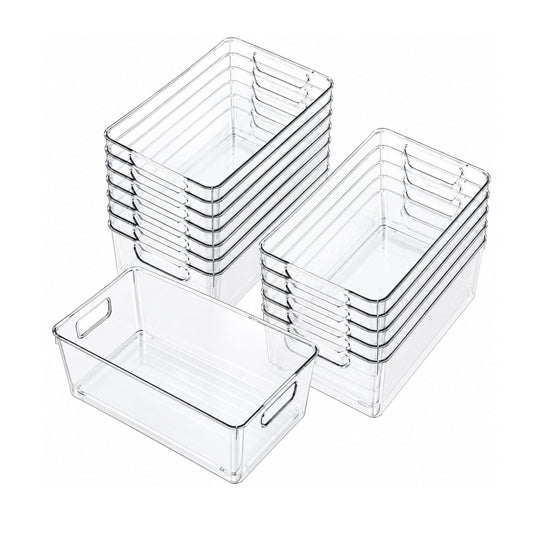 Home Collection 12 Pack Clear Acrylic Storage Bins with Handles