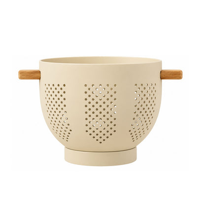 Home Collection 5.5 Qt Metal Colander with Wood Handles 11.26 Inch Large Kitchen Strainer