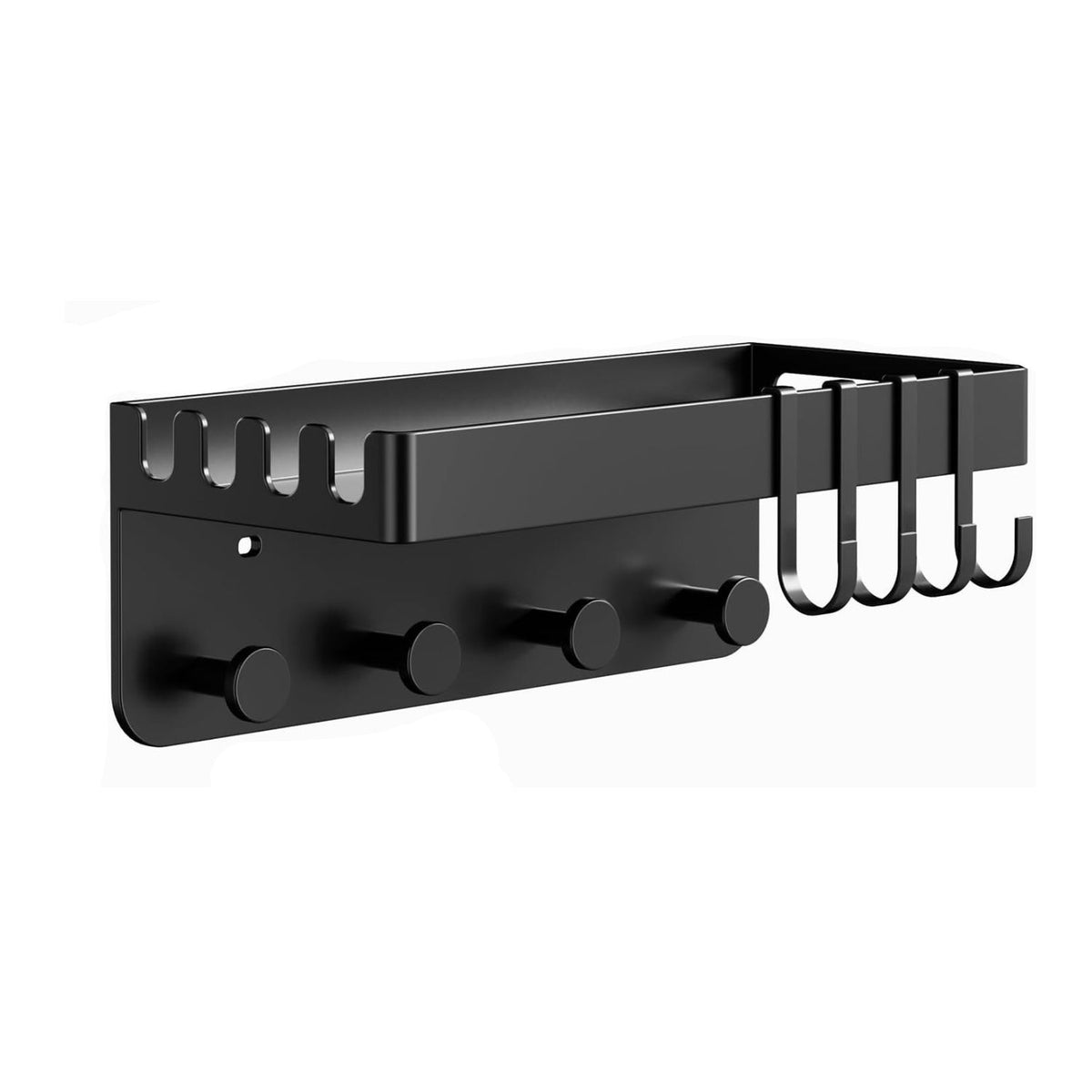 Home Collection Wall-Mounted Floating Bedside Shelf with Hooks for Bedroom Storage