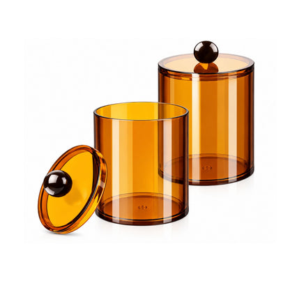 Home Collection Acrylic Cotton Ball Holder Jar with Lid Bathroom Vanity Organizer