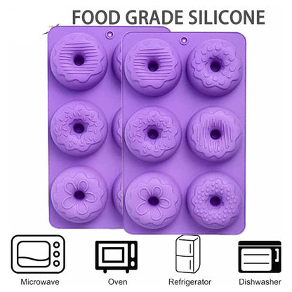Home Collection Pack of 2 Purple Nonstick Silicone Donut Baking Molds