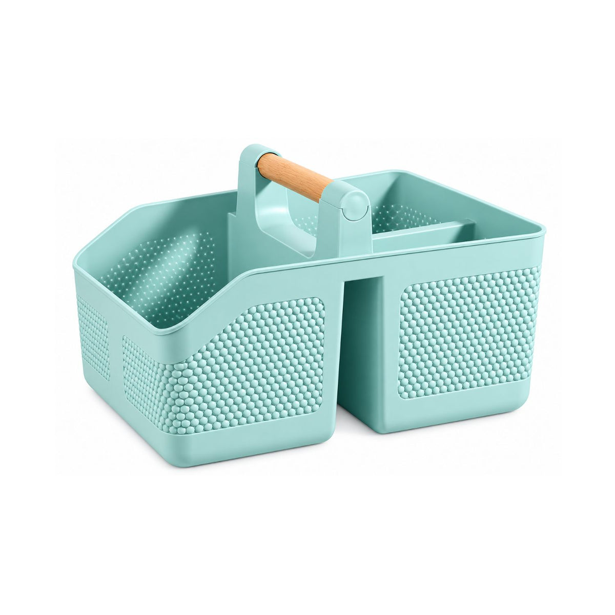 Home Collection Portable Plastic Shower Caddy Basket with Bamboo Handle
