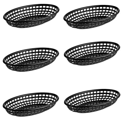 Home Collection Serving Oval Plastic Fast Food Basket Black