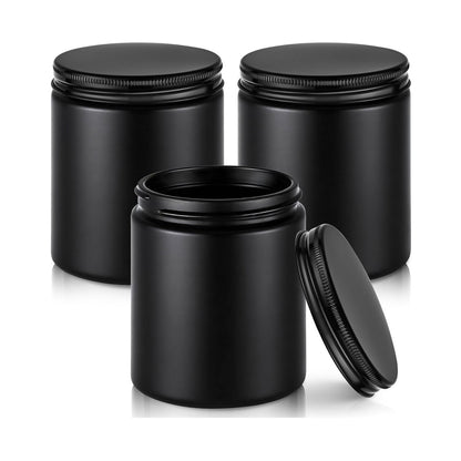 Home Collection Pack of 3 Glass Jars with Leakproof Lids and Blank Labels Storage Containers 8 oz