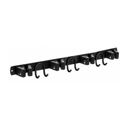 Home Collection Stainless Steel Wall Mounted Mop and Broom Holder with 4 Slots and 6 Hooks