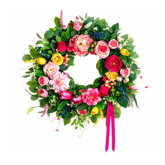Home Collection Handcrafted Summer Wreath for Front Door 24-Inch