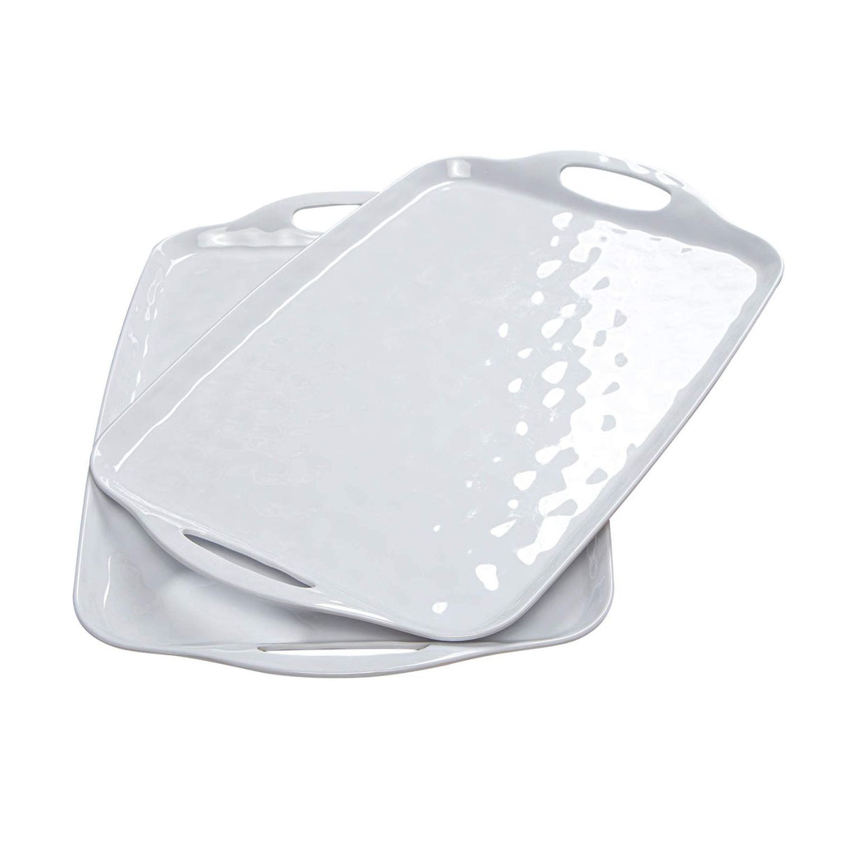 Home Collection Pack of 2 Melamine Serving Trays with Handles 17x12 Inch