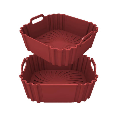 Home Collection Pack of 2 8.5-Inch Reusable Silicone Air Fryer Liners for 5–6.5QT