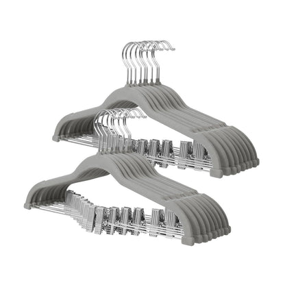 Home Collection Pack of 18 Non-Slip Velvet Pants Hangers with Movable Clips 16.8 Inch
