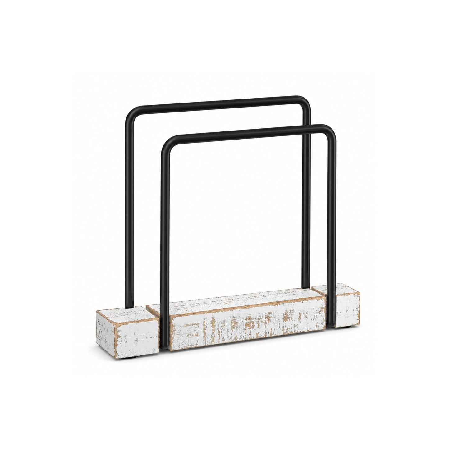 Home Collection Iron and Rustic Wood Standing Napkin Holder for Table and Countertop