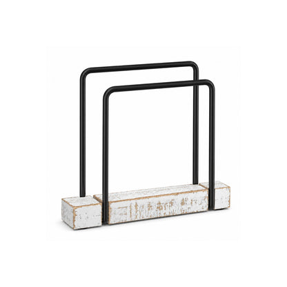 Home Collection Iron and Rustic Wood Standing Napkin Holder for Table and Countertop