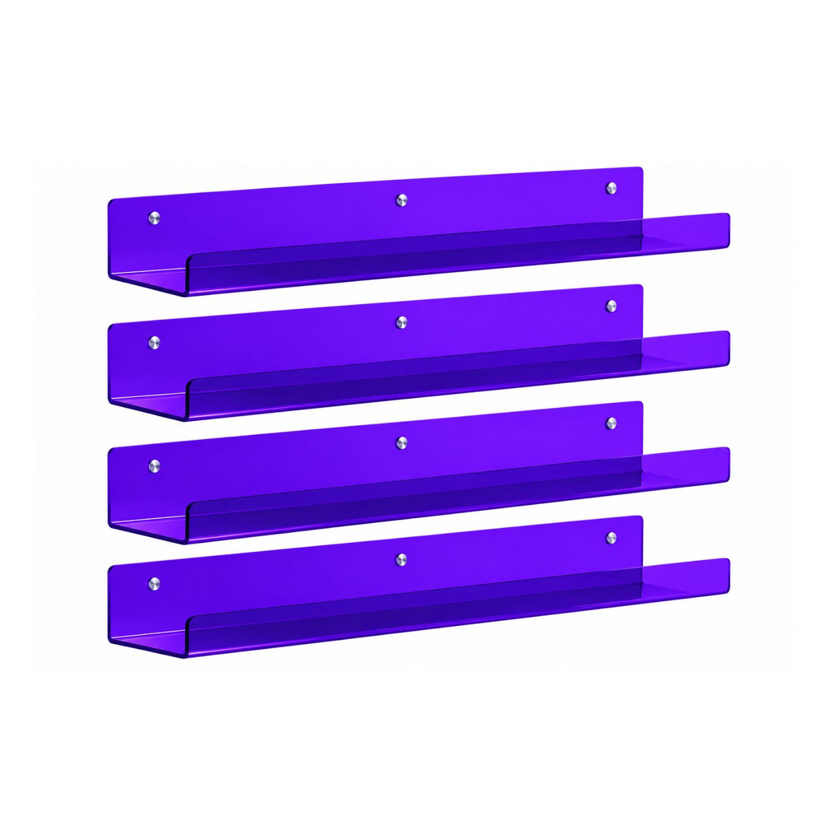 Home Collection Pack of 4 Acrylic Floating Wall Shelves for Display and Organization 15 Inch