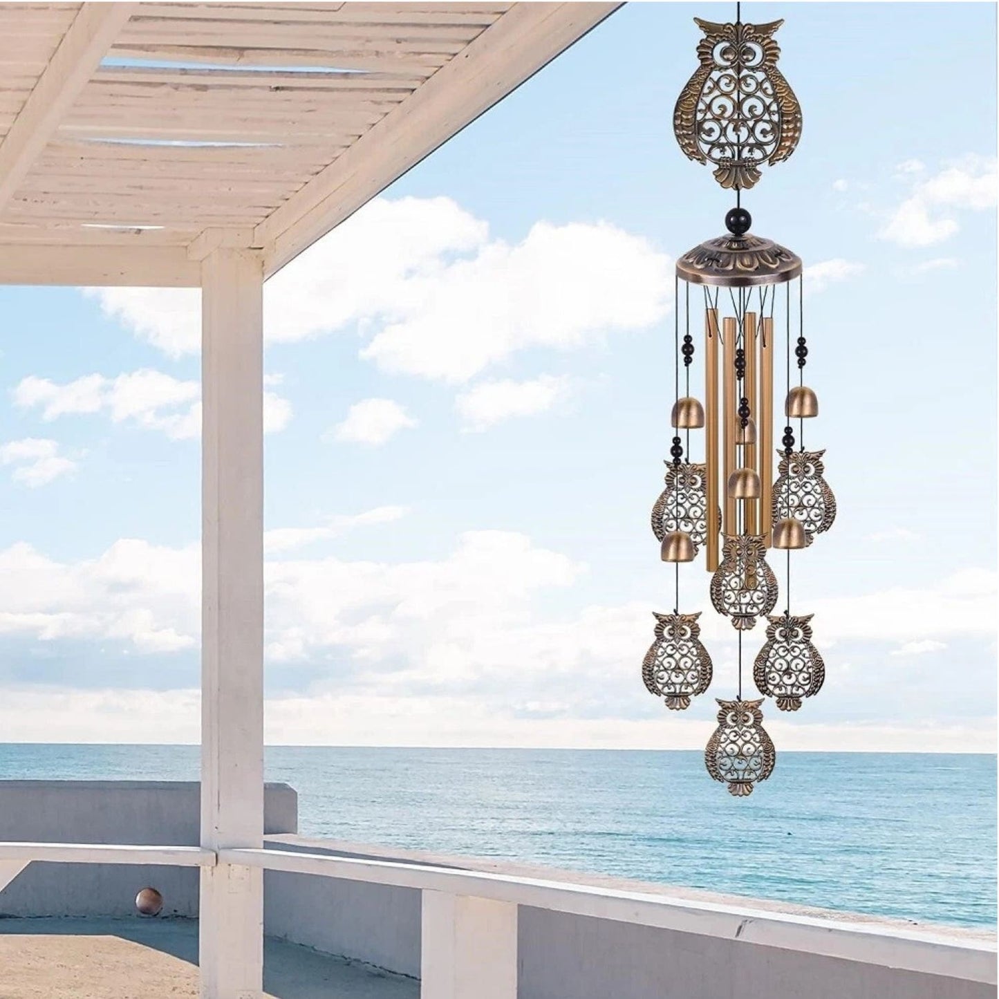 Home Collection Animal-Themed Metal Wind Chimes 4-Tube Garden Decor