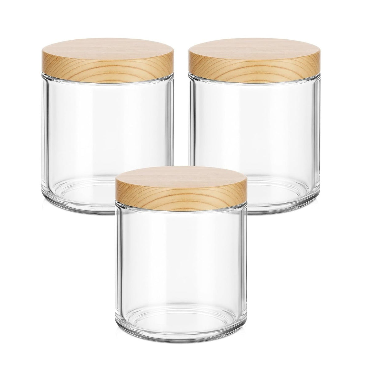 Home Collection Pack of 3 Glass Jars with Leakproof Lids and Blank Labels Storage Containers 8 oz