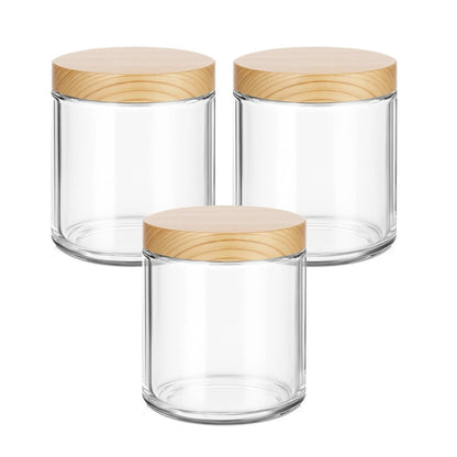 Home Collection Pack of 3 Glass Jars with Leakproof Lids and Blank Labels Storage Containers 8 oz