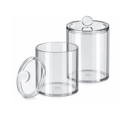 Home Collection Acrylic Cotton Ball Holder Jar with Lid Bathroom Vanity Organizer