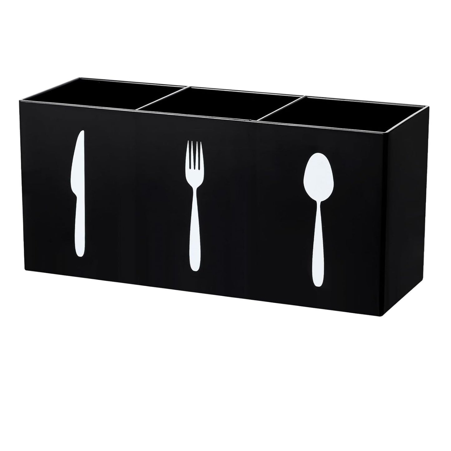 Home Collection Acrylic Cutlery Storage Organizer Bin 3 Section Silverware Caddy