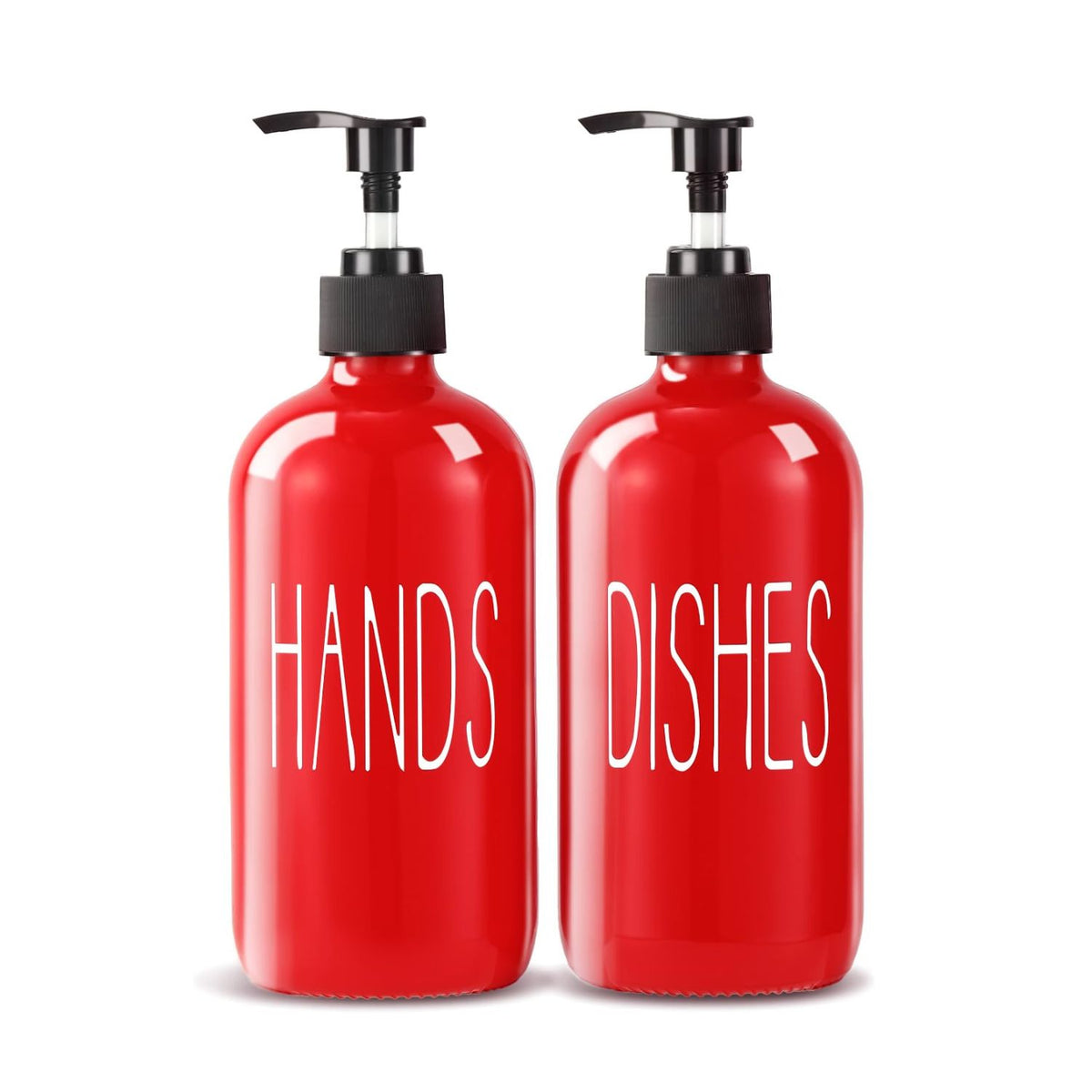 Home Collection Pack of 2 Glass Soap Dispenser Kitchen Sink Dish and Hand Soap Pump Bottles 16 oz