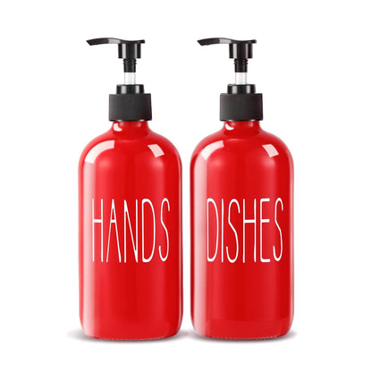 Home Collection Pack of 2 Glass Soap Dispenser Kitchen Sink Dish and Hand Soap Pump Bottles 16 oz