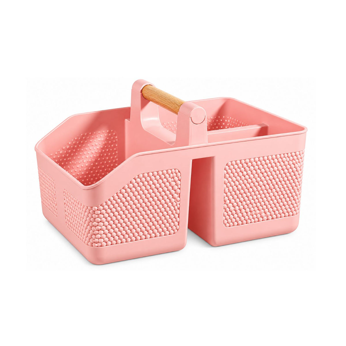 Home Collection Portable Plastic Shower Caddy Basket with Bamboo Handle